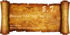 Becza Tétény névjegykártya